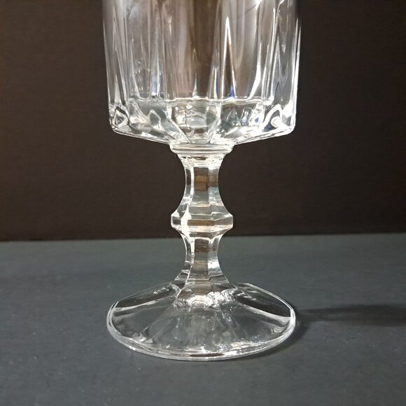 Vintage Clear Glass Water Goblet 6" Tall Paneled Bowl Faceted Stem 3" Wide - Picture 13 of 16